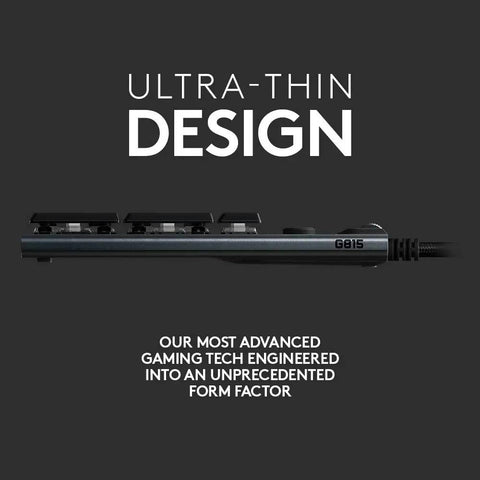 Solid Build Low Profile Gaming Keyboard With Hella Snappy Gl Clicky Switches Next Gen Rgb Lightsync Setup side view showing ultra-thin design.