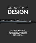Pro Grade Low Profile Mechanical Keyboard Built For Speed Freaks Who Want Next Level Response Times showing ultra-thin design from side view.