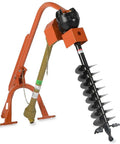 60 HP Three-Point Post Hole Digger With Nine Inch Auger Attachment For Cat 1 Tractors Designed For Fence Posts Decking