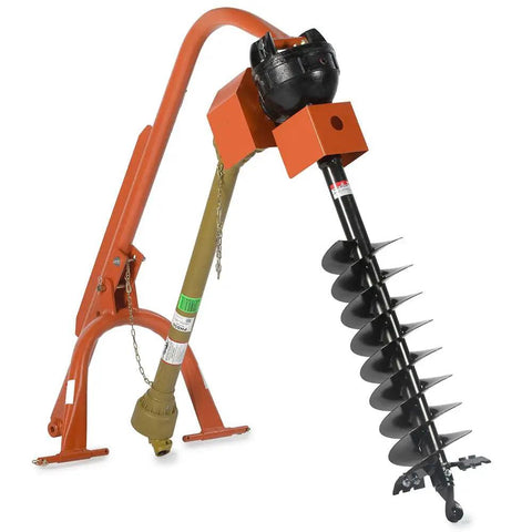 60 HP Three-Point Post Hole Digger With Nine Inch Auger Attachment For Cat 1 Tractors Designed For Fence Posts Decking