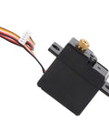All Metal Heavy Duty Servo For 1 18 Scale Rc Car Black Quick Swap Design showing compact black metal body and connecting wires.