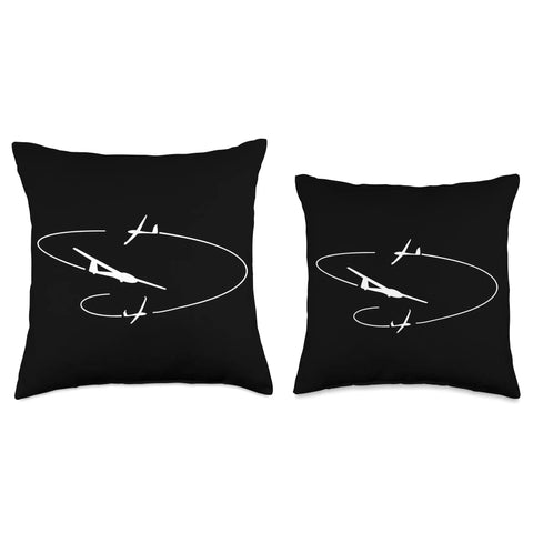 Throw Pillow With Glider Pilot Plane Theme For Aviation Fans, Cozy Flying Vibe, Soar And Glide Style, Double Sided Polyester