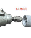 90 Degree Right Angle Electric Grinder Transfer Head Hand Piece With Black Rubber Shaft For 3mm Shank, Elbow Style For Easy Grinding, Cutting, And Polishing, Ultra Comfortable Grip Reduces Wrist Fatigue And Keeps Control, close-up connection
