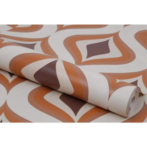 Rolled Trippy Orange Wallpaper for Retro Vibes Paste The Wall Non Woven Washable Finish with 12 Inch Pattern Repeat on display