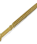 Top Shelf Exterior Trim Screws Nine By Three Inch Bronze Self Drilling Wood Fasteners showing a detailed view of a bronze trim screw.