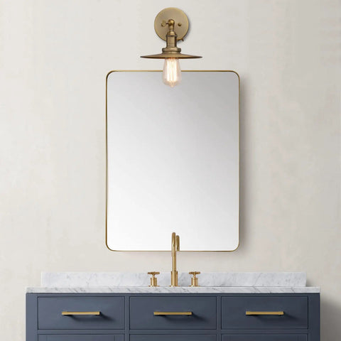 Industrial Vintage 1 Light Wall Sconce With 7.9 Inch Metal Shade Antique Vanity Light With On Off Switch over bathroom mirror