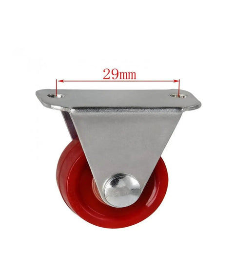 Single caster from Pack Of 4 1 Inch PU Directional Casters with Light Maroon Polyurethane Rollers, showing 29mm width.
