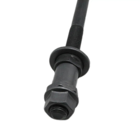 Top Shelf 9.45 Inch Long Rear Hub Shaft For Bike 3/8 Diameter 26 Tpi Threads close-up of heavy-duty steel end fitting.