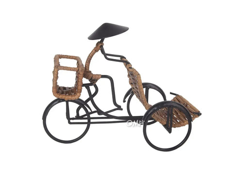 Killer Vintage Asian Rickshaw Driver Card Holder With Sleek Metal Body And Super Cool Rattan Detailing Perfect For Your Desk Or Shelves Bringing Fresh Home Office Energy To Your Space At Seven By Four Inches Wide.