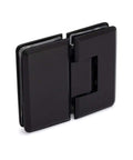 Heavy Duty Adjustable 180 Degree Glass To Glass Hinge For Shower Doors Matte Black Finish, side view of hinge design.