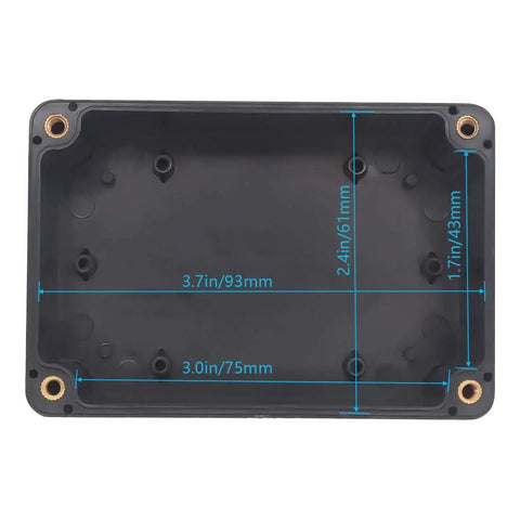 Inside view of IP65 Waterproof Outdoor Junction Box Project Box Made From ABS Plastic Electrical Enclosure In Black Rugged