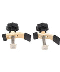 Heavy Duty Aluminum Alloy Press Plate Clamp Set For CNC Router And Engraving Machine T Track Hold Down Clamps With Protective Sleeves 2PCS close-up image showing two clamps with black knobs.