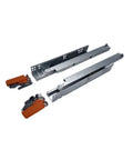 Heavy Duty Telescopic Undermount Drawer Slides With Soft Close, Concealed Hidden Drawer Rails For Ultra Smooth, Quiet Operation And Durable, Easy Install Drawer Box Package in silver metal with orange components
