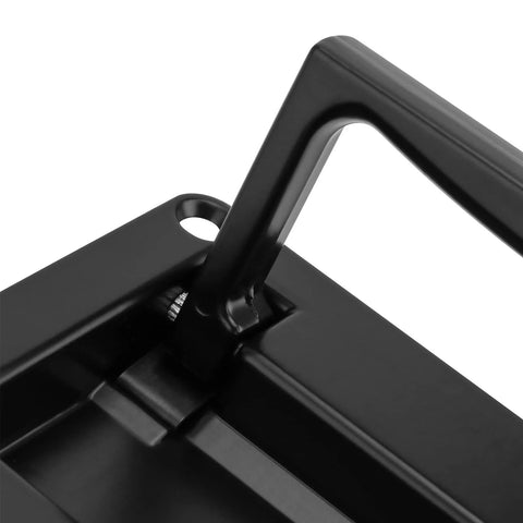Close-up of Recessed Flush Pull Handles 4.37 Inch Set Of 2 in zinc alloy black finish, showing spring actuated mechanism.