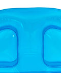 Close-up of clear blue material on Kick Back On This Hella Comfy Clear Inflatable Sofa Chair For Two portable air couch.