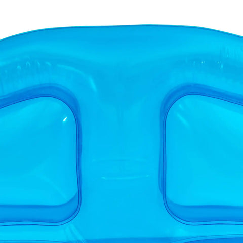 Close-up of clear blue material on Kick Back On This Hella Comfy Clear Inflatable Sofa Chair For Two portable air couch.
