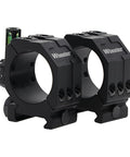 Hella Secure 2 Piece Picatinny Scope Rings With Built In Anti Cant Leveling Dial and Flat Top Base in black with green level.