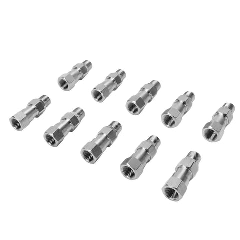 The Real Deal Heavy Duty Stainless Steel Hydraulic Hose Fittings Three Eighth Inch NPT Female To Male Swivel Adapter With Rotating Joint Stops Kinking No Sweat Flexibility For Plumbing Projects Or Auto Repair Work And DIY Enthusiasts, 10 pack