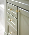 2 Pack Brushed Gold Cabinet Knobs Set Vintage Retro Drawer Pulls for kitchen cabinets and dresser in close-up view