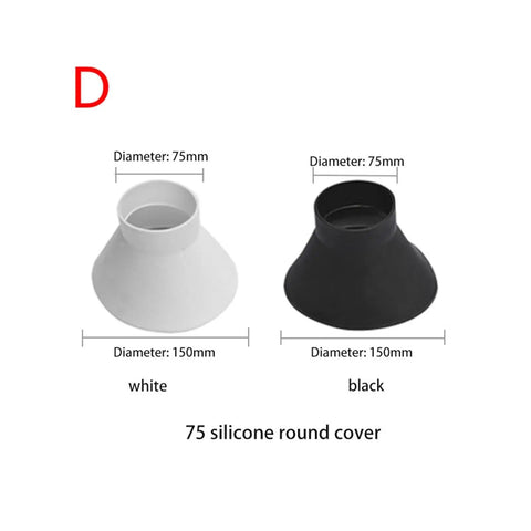 Adjusting Valve Connector Compatible With Flexible Smoke Extraction Pipe For Industrial Lab Welding Fume Arms. Black and white silicone round covers.