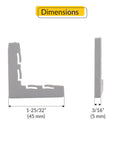 Quick Swap White Plastic Window Screen Corner Keys For Storm Frame Assembly, 3/16 Internal Square Connectors, dimensions showing size.