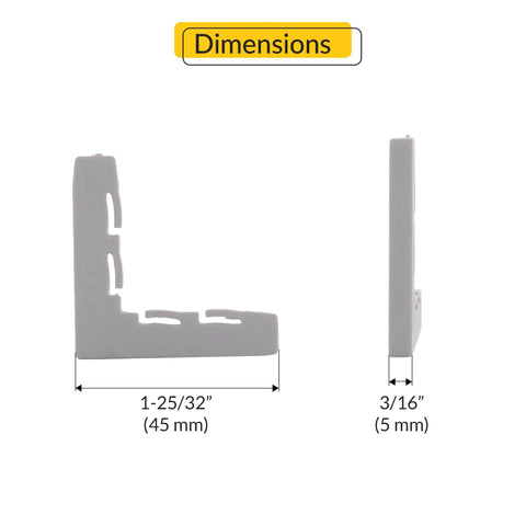 Quick Swap White Plastic Window Screen Corner Keys For Storm Frame Assembly, 3/16 Internal Square Connectors, dimensions showing size.