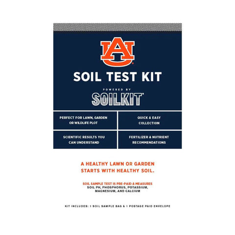 Soil Test Kit For Alabama Residents With Prepaid Mailer, Soil Sample Bag, Simple Steps, Custom Fertilizer Prescription label