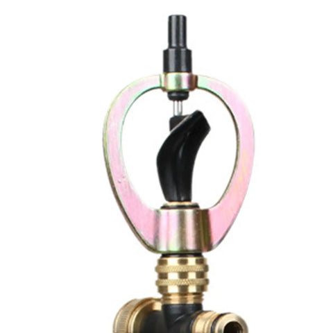 Genuine Real Deal Rooftop Sprinkler System For Wildfire Ember Defense metal alloy nozzle close-up for quick joint angled tilt control.