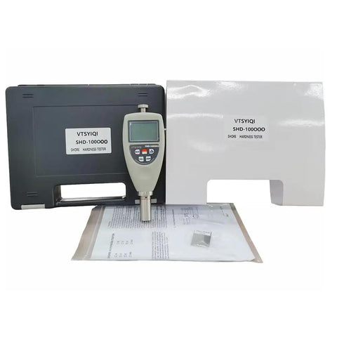 Badass Portable Digital Shore Hardness Tester And Rock Solid Handheld Durometer Gauge With Usb Software For Rapid Rubber And Plastic Testing Sessions Daily Bench Work in a black case and white folder.