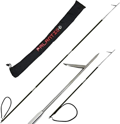 Carbon Fiber Pole Spear 7 Foot Travel 3-Piece With Single Flopper Tip Black for Spearfishing and Diving with carry bag
