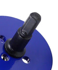 Luomorgo hole saw with hex shank adapter on blue circular backing plate, close-up view