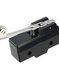 Panel Mount Long Hinge Roller Lever Micro Limit Switch SPDT 1NO 1NC With Screw Terminals For AC DC Control Circuits front view
