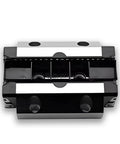 Front view of FLS Extended Slider Guide Block, Slide Unit Ball Bearing, Parts R165381420 R165381422, black and silver design.