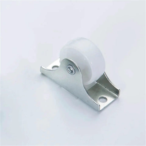 Sixteen Piece One Inch Fixed Caster Wheels Featuring Dead Quiet Roll Action Built Tough For Daily Grind Heavy Duty Steel Bodies Silent Gel Coated Tread Fast Bolt On Design For Custom Cart Or Appliance Modifications - Single caster with white gel tire.