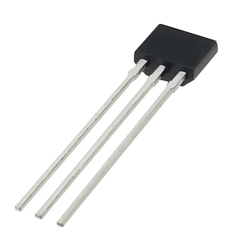Score A Legit Pack Of Heavy Duty Hall Effect Sensor Switches Engineered For Instant Setup And Crisp Signal Output Perfect For Diy Builds Wearables And Compact Circuit Boards Where You Need Dependable Magnetic Sensing On Command Without Any Drama, showing a TO-92 Hall Effect sensor with three metal pins.