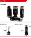 DT-DIATOOL diamond core drill bits set for tile and masonry; four black bits with diamond ends and 5/8-11 thread.