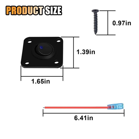 Dimensions and components of 12V 20A Waterproof Rocker Toggle Switch Panel with USB Charger and LED Indicator for cars and boats.