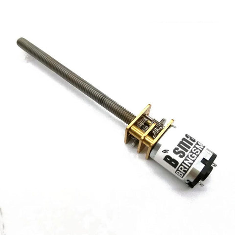 BRINGSMART DC gear motor with long threaded M4 shaft, brass gear assembly, all-metal gears