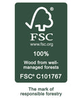 FSC certification logo on Three Eighths Inch Flat Head Wood Plugs In FSC Ethically Sourced Oak Pack Of Fifty For Filling Screw Holes With Flush Finish