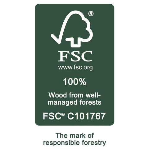 FSC certification logo on Three Eighths Inch Flat Head Wood Plugs In FSC Ethically Sourced Oak Pack Of Fifty For Filling Screw Holes With Flush Finish