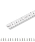 Piano hinge, stainless steel, 48 in x 1 in, continuous heavy-duty hinge with screws.