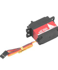 Premium Aluminum Alloy Servo Motor Built Tough Runs Smooth Whisper Low Noise Killer Pull Top Shelf Efficiency For Model Airplanes side view with connectors.