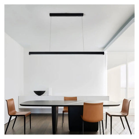 LED Long Modern Pendant Light Simple Style Droplight for Dining Room Restaurant Decoration Long Hanging Lamp Lighting Fixture, black, 80 cm length.
