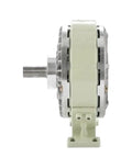 Magnetic Powder Clutch Brake With Base For 0.6 To 10 Kg Load On Single Or Dual Shafts, side view, white and metal finish