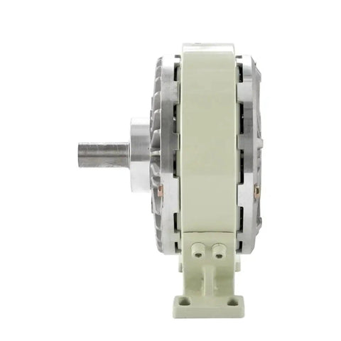 Magnetic Powder Clutch Brake With Base For 0.6 To 10 Kg Load On Single Or Dual Shafts, side view, white and metal finish