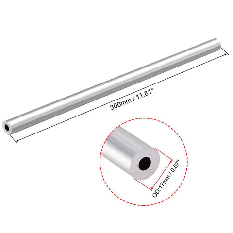 Three Pack 6063 Aluminum Round Tubing Seamless 17mm OD 7mm ID 300mm Length Heavy Duty Pipe For Industrial Use And DIY Projects