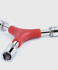 Y Shaped 3 Way Wrench For Bike Repair Portable Lightweight Steel Chrome Plated Inner Hex Socket Spanner with red grip.