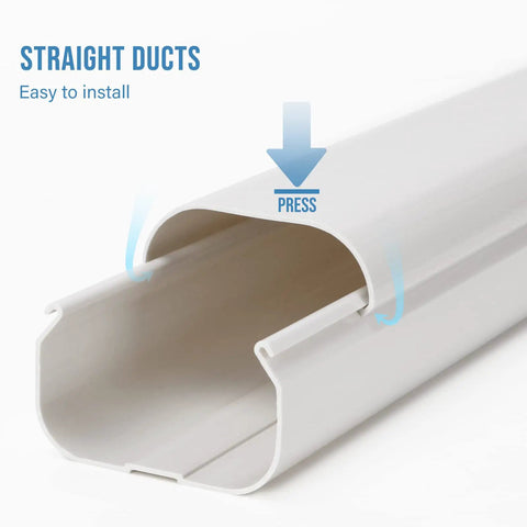 3 Inch Wide 10 Foot Mini Split Line Set Cover Kit With Decorative PVC Slim Line Covers For Central AC And Heat Pump Systems No Fuss Easy Install Tubing Wrap Duct Kit, showing straight duct design.