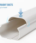 Close-up view of a straight duct from the 3 Inch Wide 10 Foot Line Set Cover Kit for Mini Split AC Systems Easy Install.