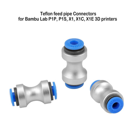 Two Piece Teflon Tube Connector High Flow 3D Printer Filament Feed Adapter Slick Aluminum Alloy And Pom Design universal connectors for P1P P1S X1 X1C X1E.
